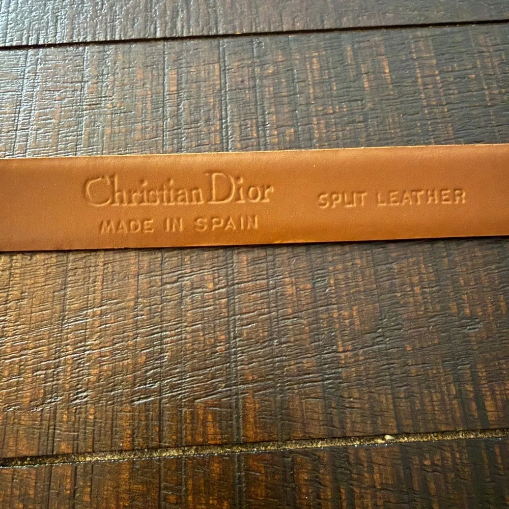 Christian Dior Belt 34 Burgundy Brown Vintage Split Leather Made in Spain 218585